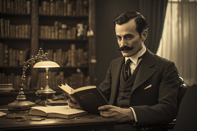 Hercule Poirot using his grey cells